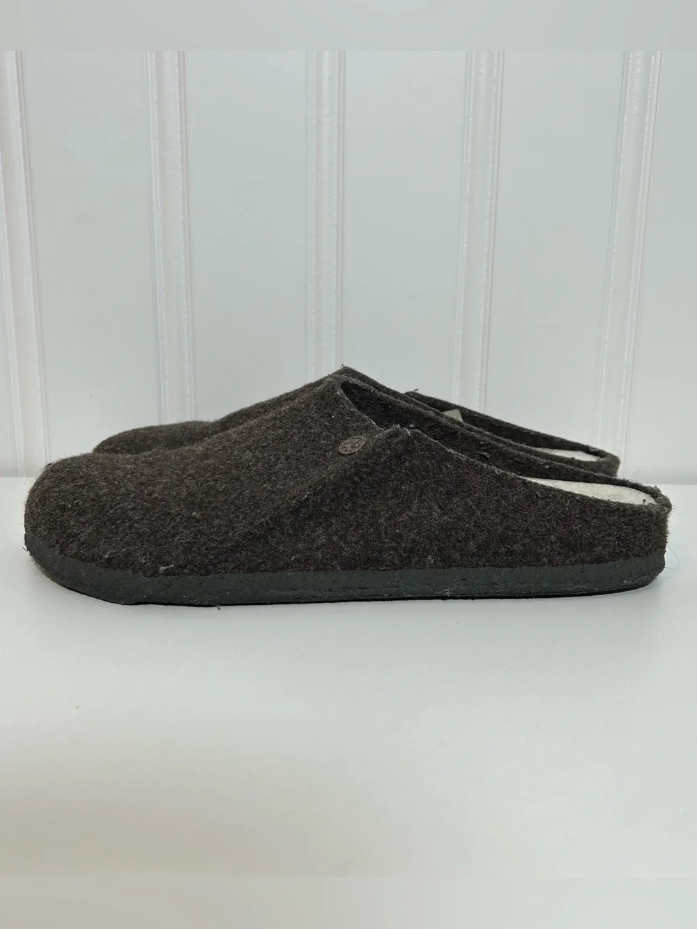 Birkenstock zermatt Men's Brown Wool Slip-On Slippers